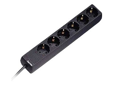 Hama Distribution Panel 6-Way 45° - Steckdosenleiste - Wechselstrom 230 V - Ausgangsanschlüsse: 6 - 1.4 m Schnur - Schwarz (Packung mit 15)