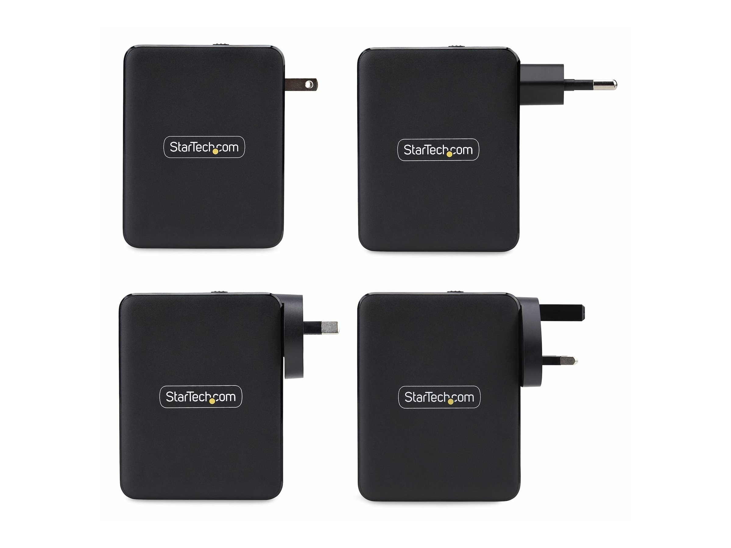 StarTech 140W USB-C Wall Charger, USB-C/USB-A, PD GaN Power Adapter - Netzteil - GaN-Technologie - 140 Watt - 5 A - Power Delivery 3.1 - 4 Ausgabeanschlussstellen (USB, 3 x USB-C) - Schwarz