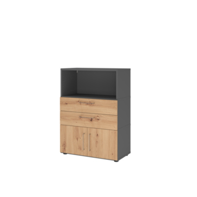 Hammerbacher Regalschrank FlexWall 800 x 1.100 x 417 mm (B x H x T) Flügeltür ohne Rollen Holz