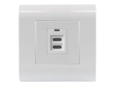 Intellinet Unterputzdose mit zwei USB Typ C-Ladeports, Zwei USB Typ C-Ports mit 5 V / 2,1 A Ausgangsleistung, Frontblende im europäischen Format 80 x 80 mm - Ausgang - oberflächenbündig montierbar - USB Typ C x 2