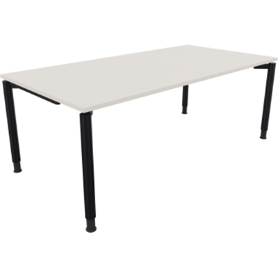 Schreibtisch Vierfuß Rundrohr B2000xT1000xH680-820 an/Weiß
