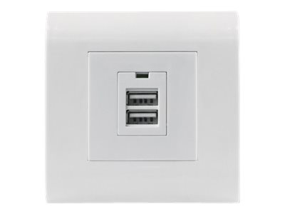 Intellinet Unterputzdose mit zwei USB Typ A-Ladeports, Zwei USB Typ A-Ports mit 5 V / 2,1 A Ausgangsleistung, Frontblende im europäischen Format 80 x 80 mm - Ausgang - oberflächenbündig montierbar - USB X 2