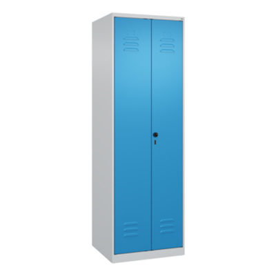 C+P Kleiderspind Classic PLUS 600 x 1.850 x 500 mm (B x H x T) 2 Abteile Stahl Farbe der Front: lichtblau Farbe des Korpus: lichtgrau