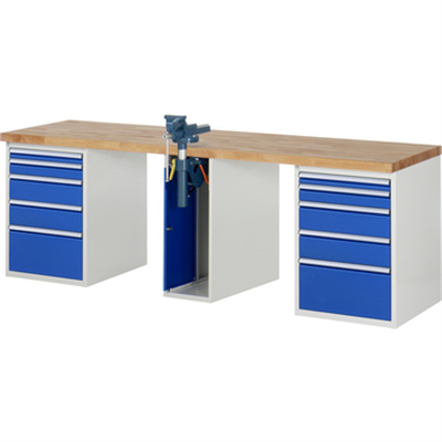 RAU Werkbank 7000 2.500 x 890 x 700 mm (B x H x T) enzianblau lichtgrau