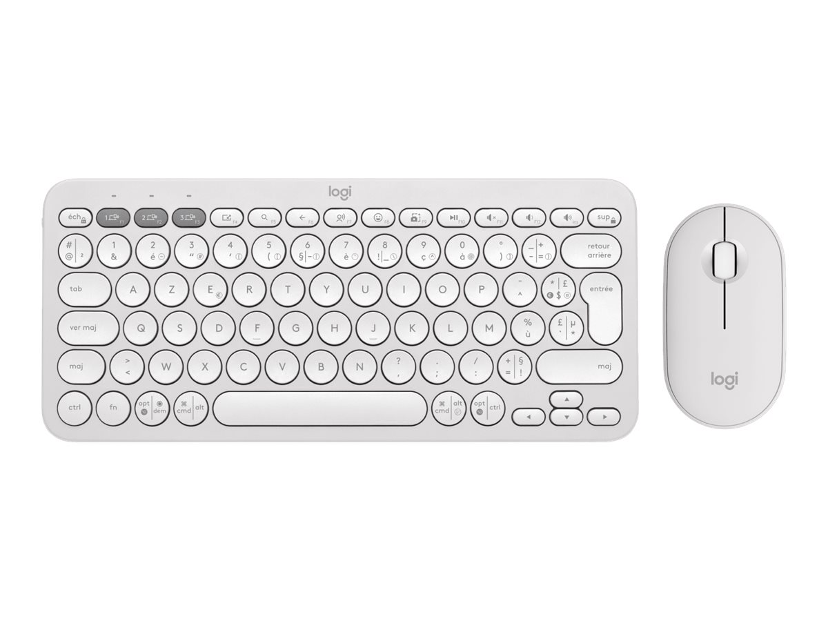 Logitech Pebble 2 Combo - Tastatur-und-Maus-Set - kabellos - Bluetooth LE - AZERTY - Französisch - Tonal White