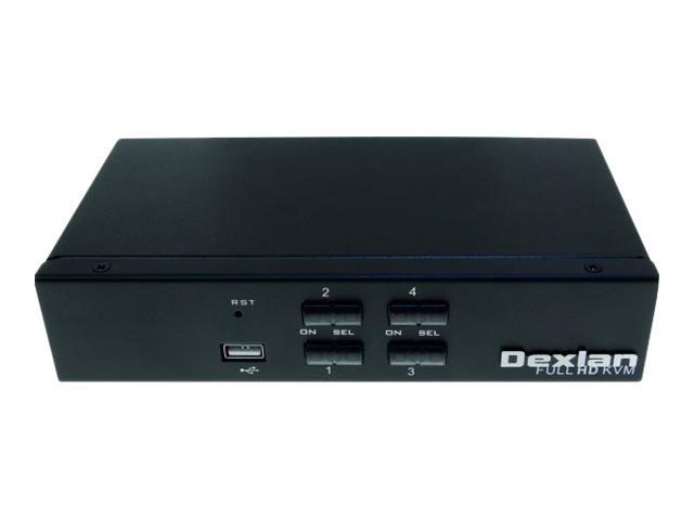Dexlan KVM switch 4 ports HDMI 4K / USB / Audio - KVM-/Audio-Switch - 4 x KVM/Audio - 1 lokaler Benutzer - Desktop