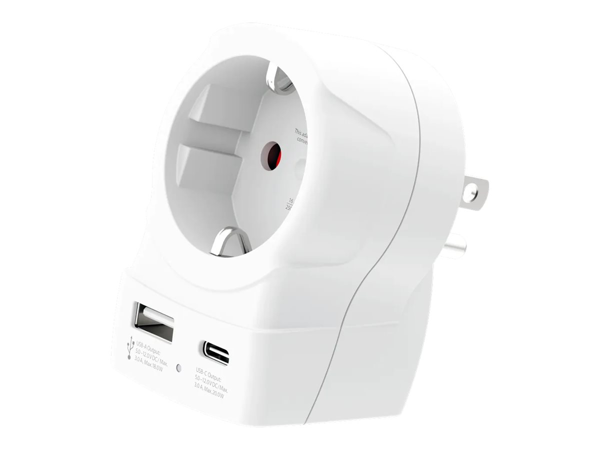 SKROSS Länderstecker Europe to US USB AC20PD weiß