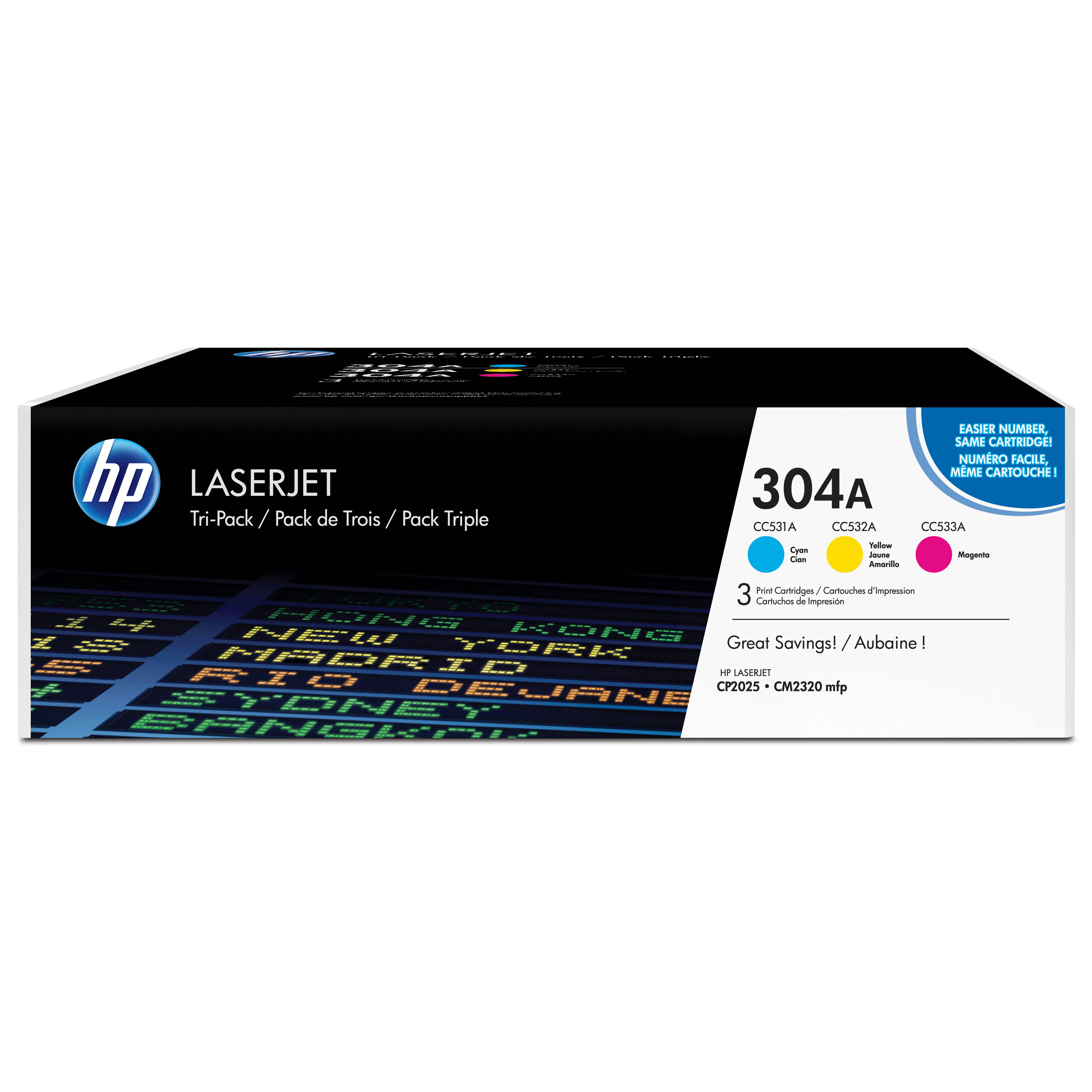 HP Toner Multipack CF372AM 304A C/M/Y 3x 2.800 Seiten CC531A | CC532A | CC533A 3 Stück HP Toner Multipack CF372AM 304A C/M/Y 3x 2.800 Seiten CC531A | CC532A | CC533A 3 Stück