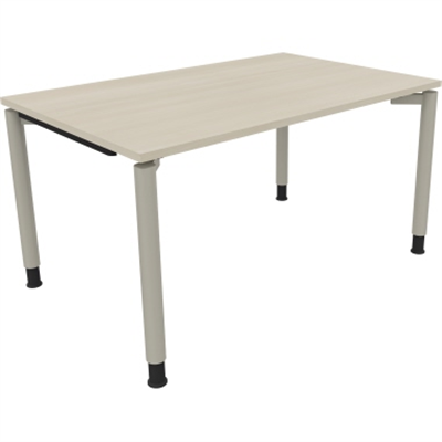 Schreibtisch Vierfuß Rundrohr B1400xT900xH680-820 si/Akazie hell