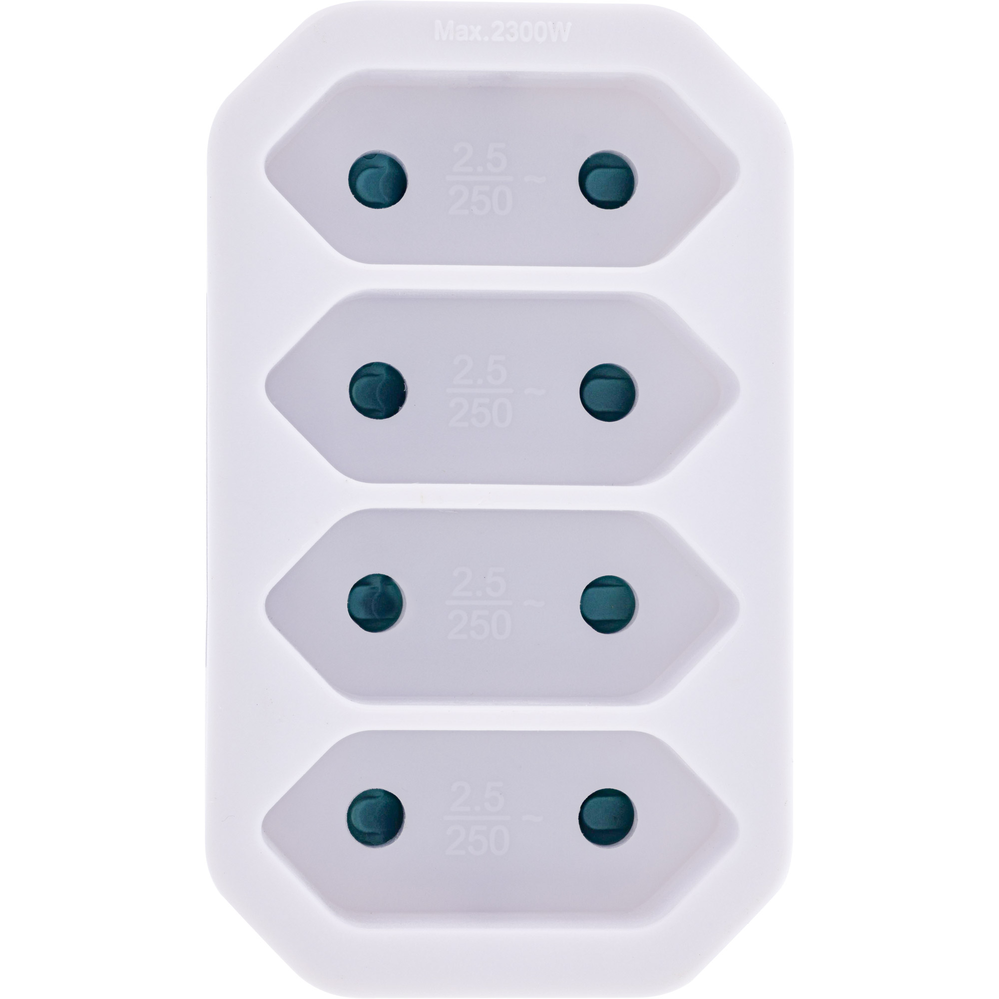 InLine Steckdosenadapter Schutzkontakt Stecker an 4x Eurobuchse weiß