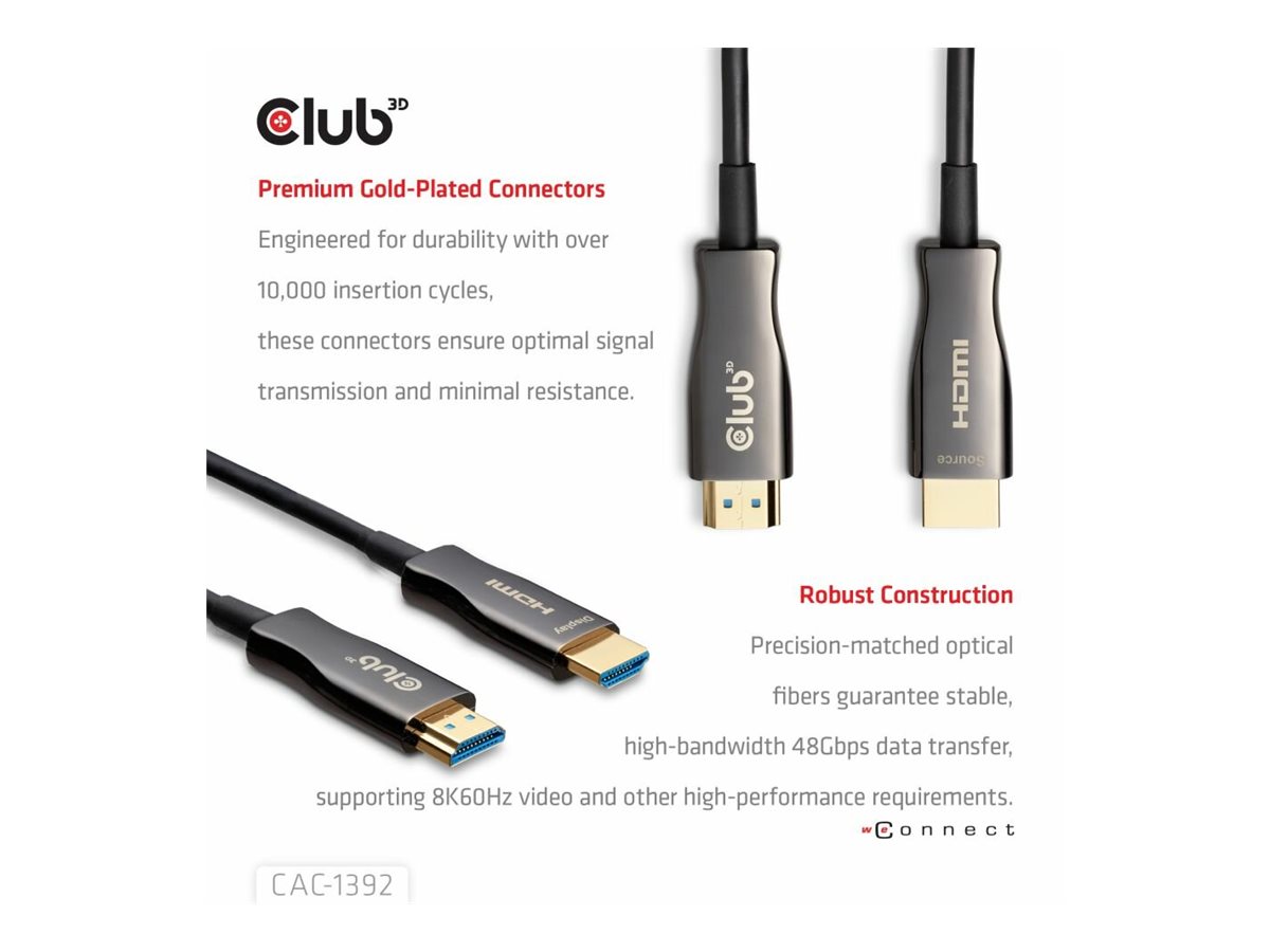 Club 3D Ultra High Speed - HDMI-Kabel - HDMI männlich zu HDMI männlich - 30 m - Geschützter Hyb