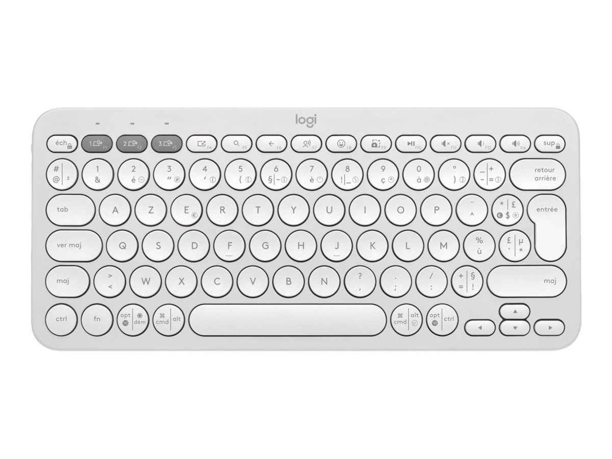 Logitech Pebble Keys 2 K380s - Tastatur - kabellos - Bluetooth LE - AZERTY - Französisch - Tonal White