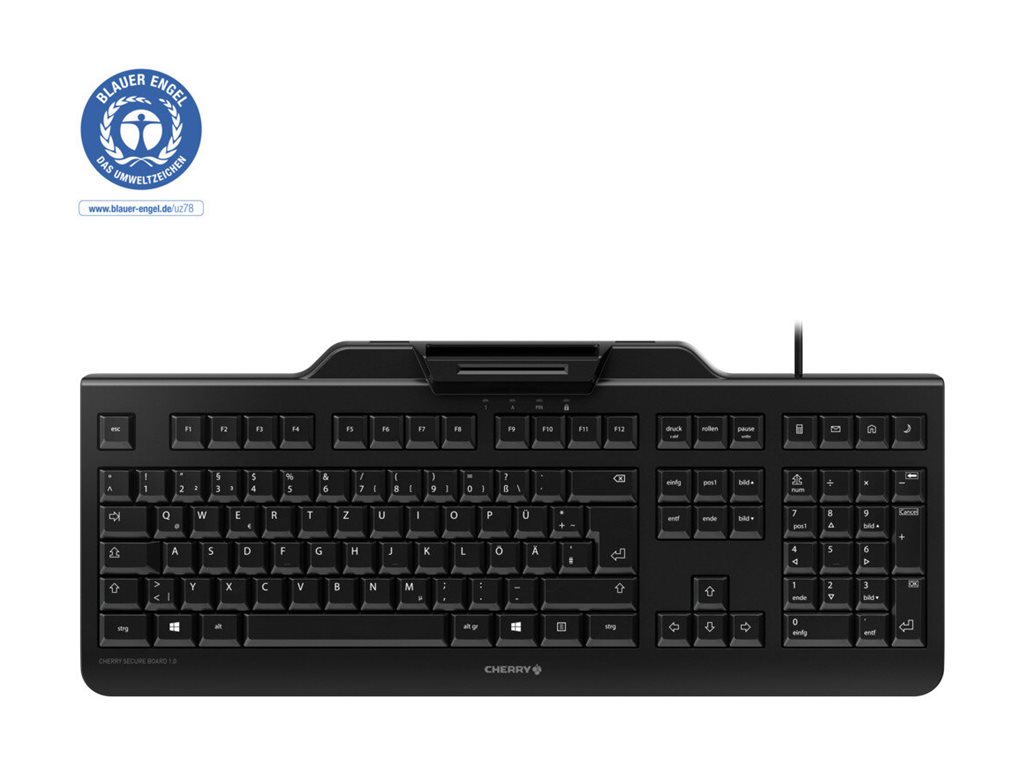 CHERRY SECURE BOARD 1.0 - Tastatur - mit NFC - USB - Deutsch - Tastenschalter: CHERRY LPK - Schwarz