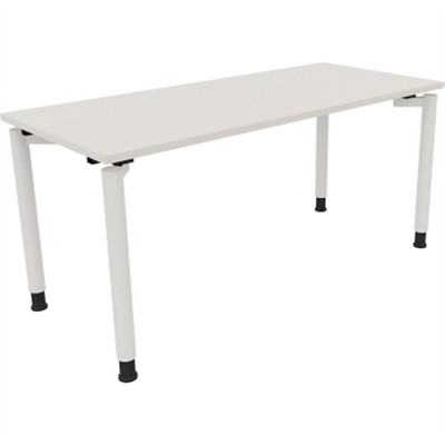 Schreibtisch Vierfuß Rundrohr B1600xT700xH680-820 ws/Weiß