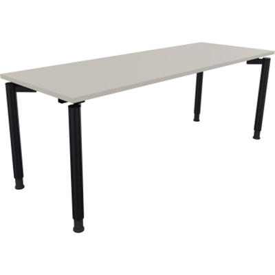 Schreibtisch Vierfuß Rundrohr B2000xT700xH680-820 an/Lichtgrau