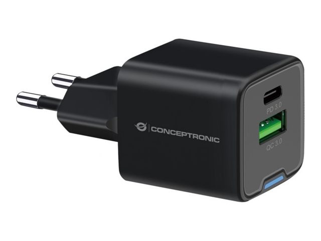 Conceptronic Ladegerät 2Port 20W 1xUSB-C 1xUSB-A Desk PD sw