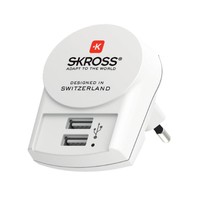 SKROSS World Travel Adapter PRO - Netzteiladapter mit USB-Ladegerät - Typ N, Typ I, Typ G, Typ C, Typ A, EU 2-polig, Typ J (S) zu Typ N, Typ I, Typ G, 12 x USB, Typ C, Typ A, EU 2-polig, Typ J (R) - 100-250 V - 2.4 A - weiß