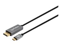 Manhattan USB-C to DisplayPort 1.4 Cable, 8K@60Hz, 2m, Male to Male, Black, Equivalent to Startech CDP2DP146B (except 20cm longer), Three Year Warranty, Polybag - DisplayPort-Kabel - 24 pin USB-C (M) zu DisplayPort (M) - 2 m - Support von 4K 120 Hz, Support von 8K 60 Hz - Schwarz
