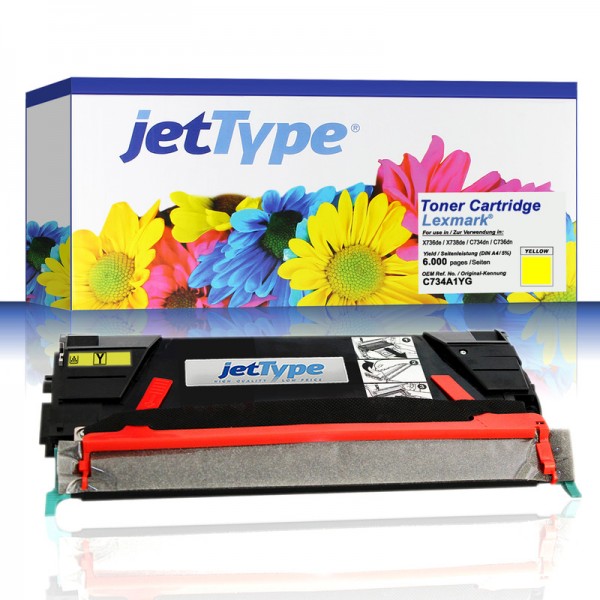 jetType Toner kompatibel zu Lexmark C734A1YG gelb 6.000 Seiten 1 Stück