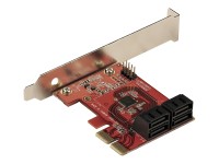 StarTech PCIe SATA Controller Karte - 4 Port SATA 3 Erweiterungskarte/Kontroller - 6Gbit/s - Full/Low-Profile Blende - PCI Express Festplatten/SSD kontroller/Adapter (4P6G-PCIE-SATA-CARD) - Speicher-Controller - SATA 6Gb/s - Low-Profile - PCIe 3.0 x2 - Rot