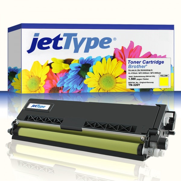 jetType Toner kompatibel zu Brother TN-320Y gelb 1.500 Seiten 1 Stück