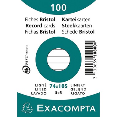 Exacompta Karteikarte 10800SE DIN A7 liniert weiß 100 St./Pack.
