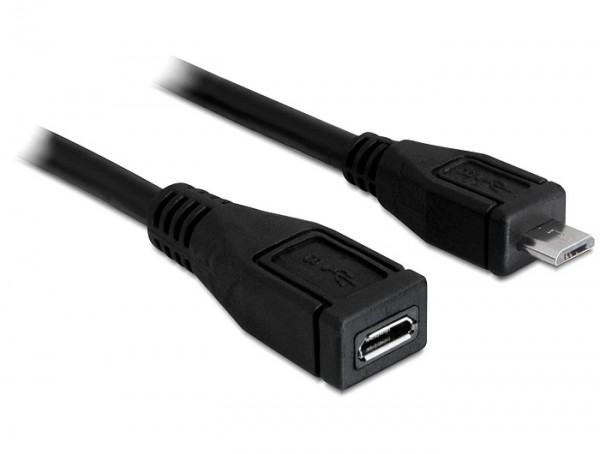 DeLOCK - USB-Verlängerungskabel - Micro-USB Typ B (M) bis Micro-USB Typ B (W) - 1 m - Schwarz