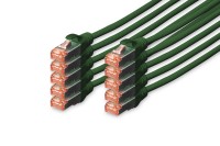 DIGITUS Professional - Patch-Kabel - RJ-45 (M) bis RJ-45 (M) - 1 m - SFTP, PiMF - CAT 6 - IEEE 802.3 - geschirmt, halogenfrei, ohne Haken, verseilt - grün (Packung mit 10)