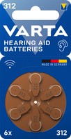 Varta Hörgeraetebatterie Hearing Aid 312 6er Blister Zink/Luft