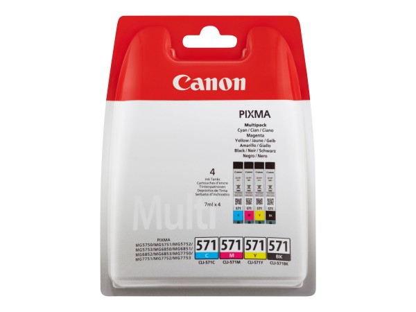 Canon Tinte Value Pack 0386C005 CLI-571 BK/C/M/Y 4x 7 ml 4 Stück