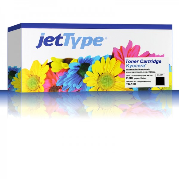 jetType Toner kompatibel zu Kyocera/Mita TK160 1T02LY0NL0 schwarz 2.500 Seiten