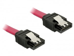 Delock - SATA-Kabel - Serial ATA 150/300/600 - SATA (M) zu SATA (M) - 30 cm - Daumenklemmen - Rot - für P/N: 89270, 89271