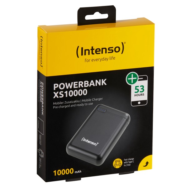 Intenso XS10000 - Powerbank - 10000 mAh - 3.1 A - 2 Ausgabeanschlussstellen (USB, USB-C) - Schwarz