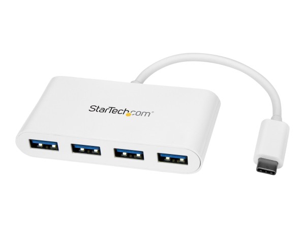 StarTech USB-C Hub - 4 Port USB 3.0 - USB C auf 4x USB-A - Bus Powered - Weiß - Kompakter USB C Hub - USB Typ-C Adapter - Hub - 4 x SuperSpeed USB 3.0 - Desktop