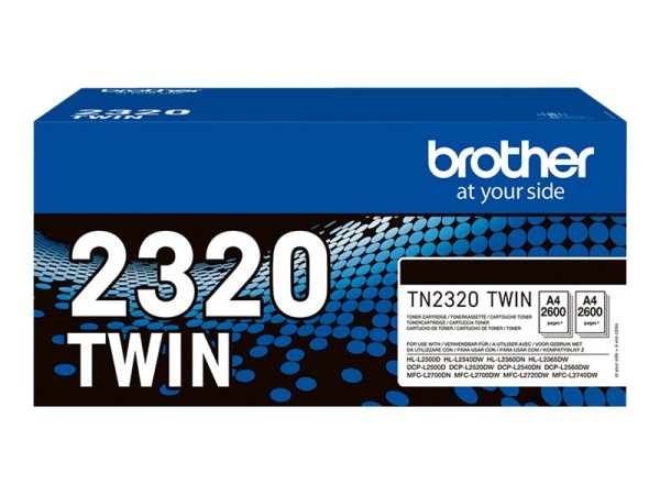 Brother TN2320 TWIN - 2er-Pack - Hohe Ergiebigkeit - Schwarz - original - Tonerpatrone - für Brother DCP-L2500, L2520, L2560, HL-L2300, L2340, L2360, L2365, MFC-L2700, L2720, L2740