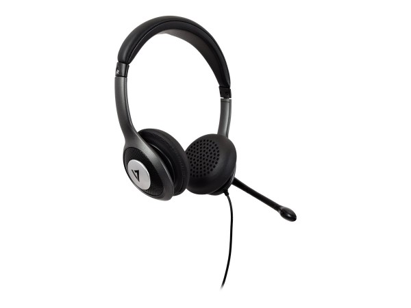 V7 Deluxe - Kopfhörer mit Mikrofon - On-Ear - kabelgebunden - USB-C - schwarz mit grauen Akzenten