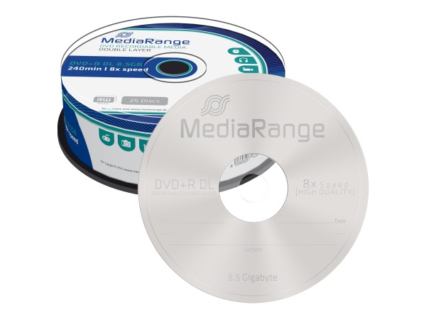 MediaRange - 25 x DVD+R DL - 8.5 GB (240 Min.) 8x - Spindel