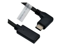 Roline - USB-Verlängerungskabel - USB-C (M) gewinkelt zu USB-C (W) gerade - USB 3.2 / DisplayPort 1.2 (Alt Mode) - 2 m - Support von 4K 60 Hz - Schwarz