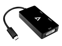 V7 - Videoadapter - USB-C männlich zu HD-15 (VGA), HDMI, DVI weiblich - Schwarz - 4K Unterstützung