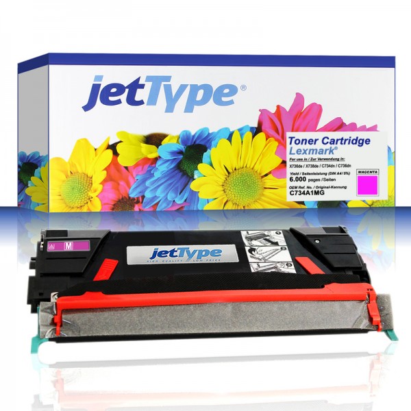 jetType Toner kompatibel zu Lexmark C734A1MG Magenta 6.000 Seiten 1 Stück