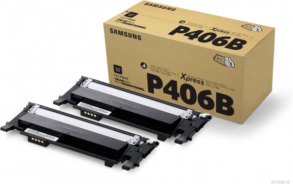 Samsung CLT-P406B - 2er-Pack - Schwarz - Original - Tonerpatrone (SU374A) - für Samsung CLX-3300, 3302, 3303, 3304, 3305, 3306, 3307, SCX-3300, 3301, 3305, 3306