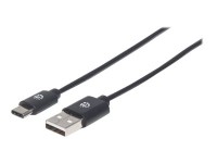 Manhattan USB-C to USB-A Cable, 50cm, Male to Male, Black, 480 Mbps (USB 2.0), Equivalent to Startech USB2AC50CM, Hi-Speed USB, Lifetime Warranty, Polybag - USB-Kabel - USB-C (S) bis USB (M) - USB 2.0 - 3 A - 50 cm - geformt - Schwarz
