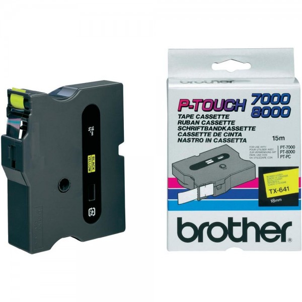 Brother - Schwarz, Gelb - Rolle (1,8 cm) laminiertes Band - für P-Touch PT-7000, PT-8000, PT-PC