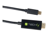 TECHly - Video- / Audio- / Datenkabel - 24 pin USB-C männlich umkehrbar zu HDMI männlich - 2 m - Schwarz - rund, 4K Unterstützung