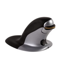 Fellowes Penguin Medium - Vertikale Maus - ergonomisch - rechts- und linkshändig - Laser - kabellos - 2.4 GHz - kabelloser Empfänger (USB) - Schwarz, Silber