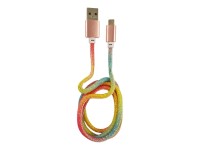 LC Power - USB-Kabel - USB (M) zu Micro-USB Typ B (M) - 2 A - 1 m - Rainbow Glitter