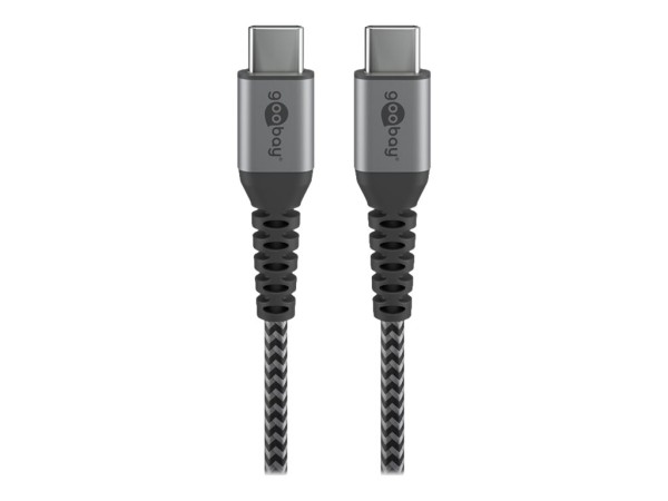 goobay - USB-Kabel - USB-C (M) zu USB-C (M) - USB 2.0 - DC 5 V - 3 A - 50 cm - Schwarz, Silber