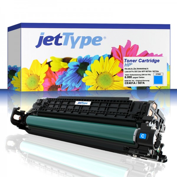jetType Toner kompatibel zu HP CE401A 507A cyan 6.000 Seiten 1 Stück