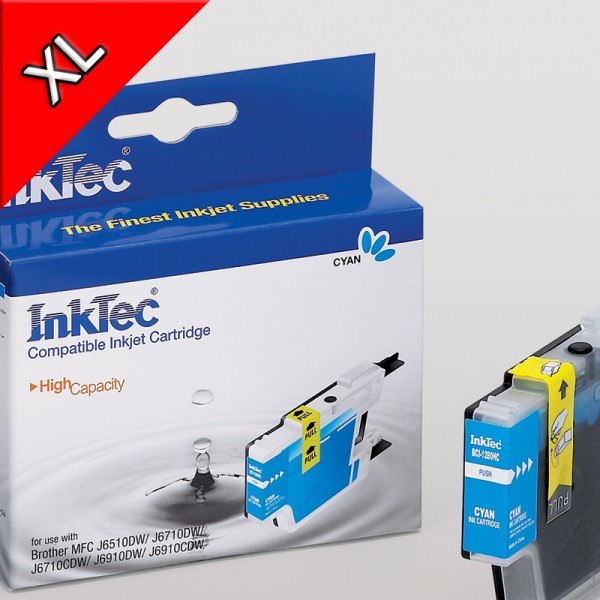 InkTec Tinte kompatibel zu Brother LC1280XLC cyan 18,5ml Große Füllmenge