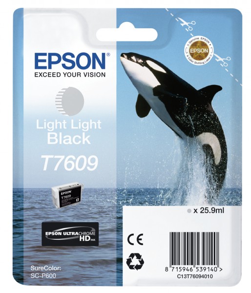 Epson T7609 - 26 ml - Light Light Black - Original - Blisterverpackung - Tintenpatrone - für SureColor P600, SC-P600